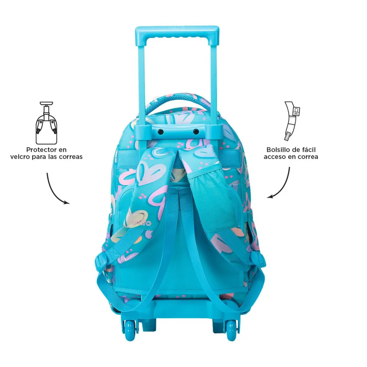 - Mochila escolar pequeña ruedas corazones pintados Resma*TOTTO Sale