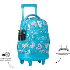- Mochila escolar pequeña ruedas corazones pintados Resma*TOTTO Sale