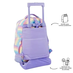 Hot - Mochila escolar ruedas desmontable arcoíris Tiza Material Escolar