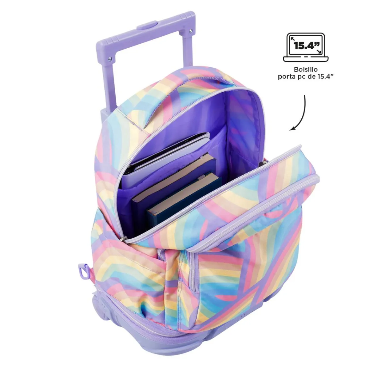 Hot - Mochila escolar ruedas desmontable arcoíris Tiza Material Escolar