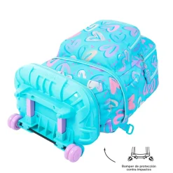 - Mochila escolar ruedas desmontable corazones pintados Tiza*TOTTO