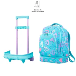 - Mochila escolar ruedas desmontable corazones pintados Tiza*TOTTO