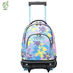 Discount - Mochila escolar ruedas desmontable flores hawaianas Tiza Material Escolar