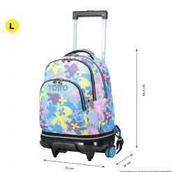Discount - Mochila escolar ruedas desmontable flores hawaianas Tiza Material Escolar