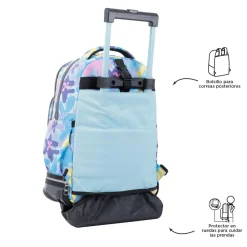 Discount - Mochila escolar ruedas desmontable flores hawaianas Tiza Material Escolar