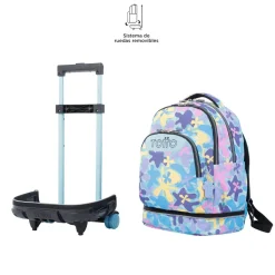 Discount - Mochila escolar ruedas desmontable flores hawaianas Tiza Material Escolar