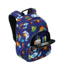 New - Mochila Gommas Space Blue Material Escolar
