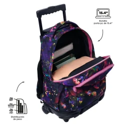 Sale - Mochila Renglones con ruedas - Flower Galaxy Material Escolar