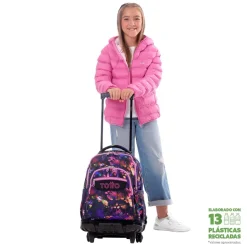 Sale - Mochila Renglones con ruedas - Flower Galaxy Material Escolar