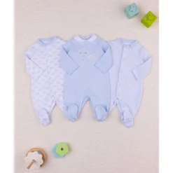 Clearance Trajecitos azul celeste y crema con dibujos y rayas Ropa Y Accesorios·Peleles|Recién Nacido·Ropa Y Accesorios