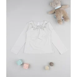 T-shirt beige con cuello bordado para niña*Prenatal New