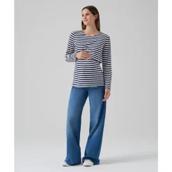 Hot T-shirt de lactancia rayas blancas y azules Moda·Camisetas|Premamá·Moda