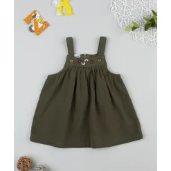 Vestido pichi verde con bordado para niña*Prenatal Sale