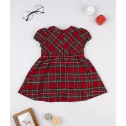 Vestido tartán rojo niña con cuello redondo*Prenatal Clearance
