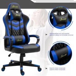 New Vinsetto - Silla Gaming azul-negro Videojuegos