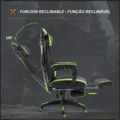 New Vinsetto - Silla Gaming ergonómica verde-negro Videojuegos
