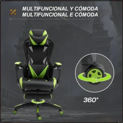 New Vinsetto - Silla Gaming ergonómica verde-negro Videojuegos