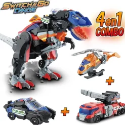 Online - Dinosaurio Switch&Go con bomberos y vehículos Mega T-Rex ㅤ Coleccionables Y Mini Mundos