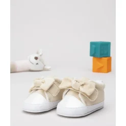 Zapatillas para bebé beige con lazo*Prenatal Discount