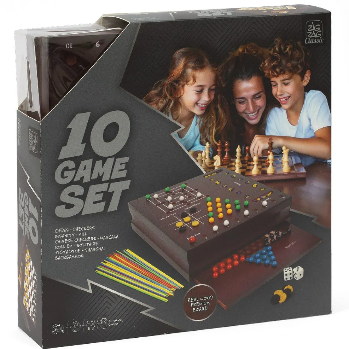 - Caja de madera con 10 juegos clásicos*ZIG ZAG Online